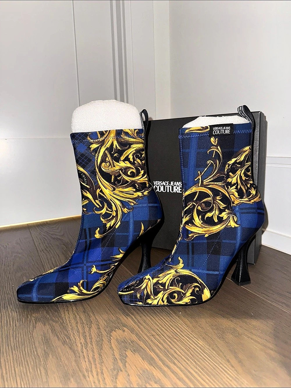 Versace Jeans Couture Heeled Boots Blue Gold